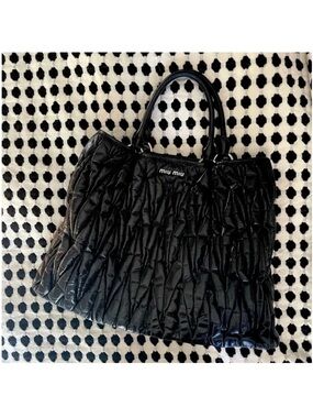 Miu Miu Black Quilted Leather Tote Bag